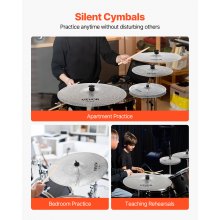 VEVOR Low Volume Cymbal Pack 4 Pieces 14 16 18 20 Inches Alloy Cymbals for Drum