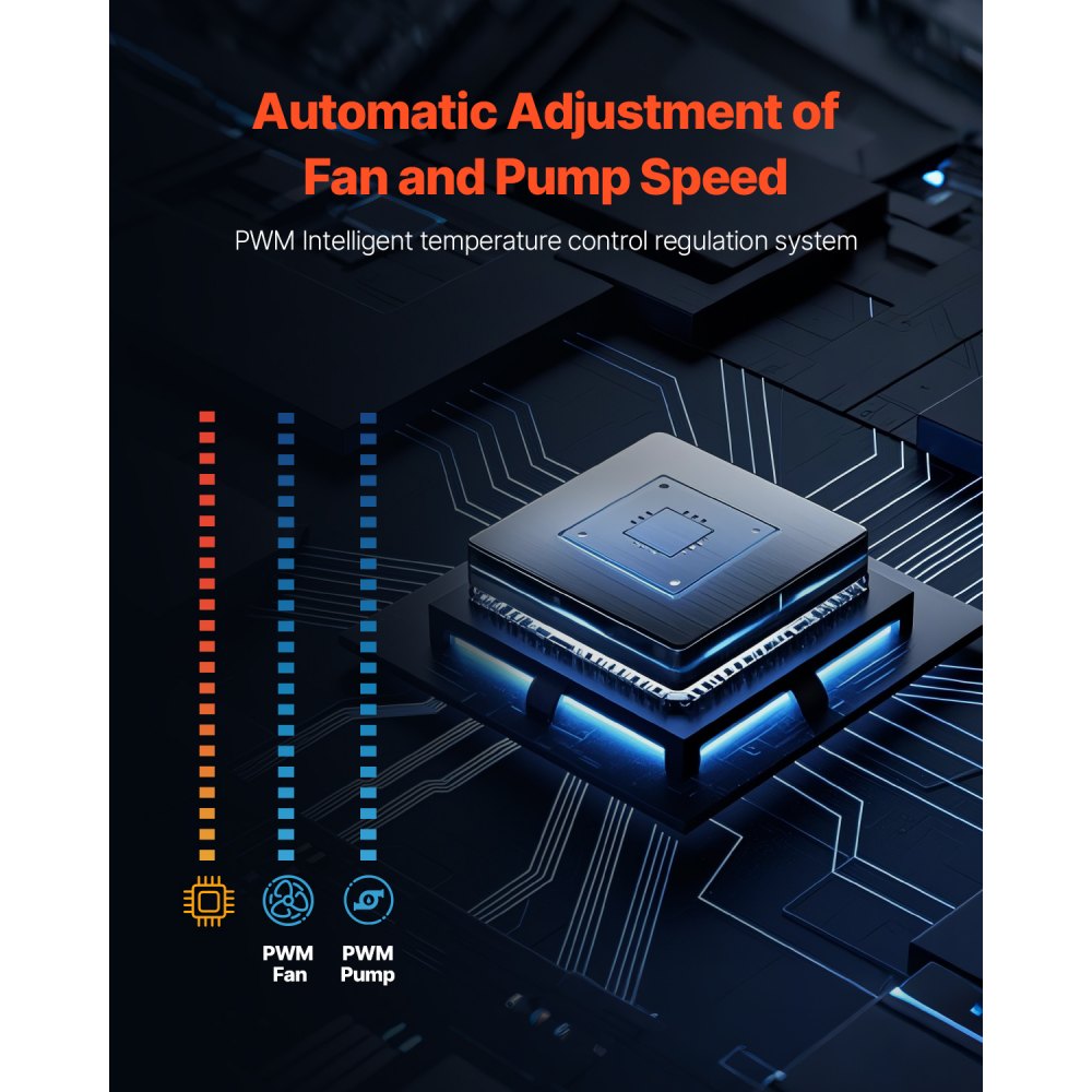 VEVOR CPU Liquid Cooler, AIO CPU Water Cooler - 120mm PWN Fans, Pump, 1.8" Display, Max. 2200RPM CPU Cooling Fan, Efficient Black PC Water Cooler for Intel 115X/1366/2011/1700/1200, AMD AM4/AM5
