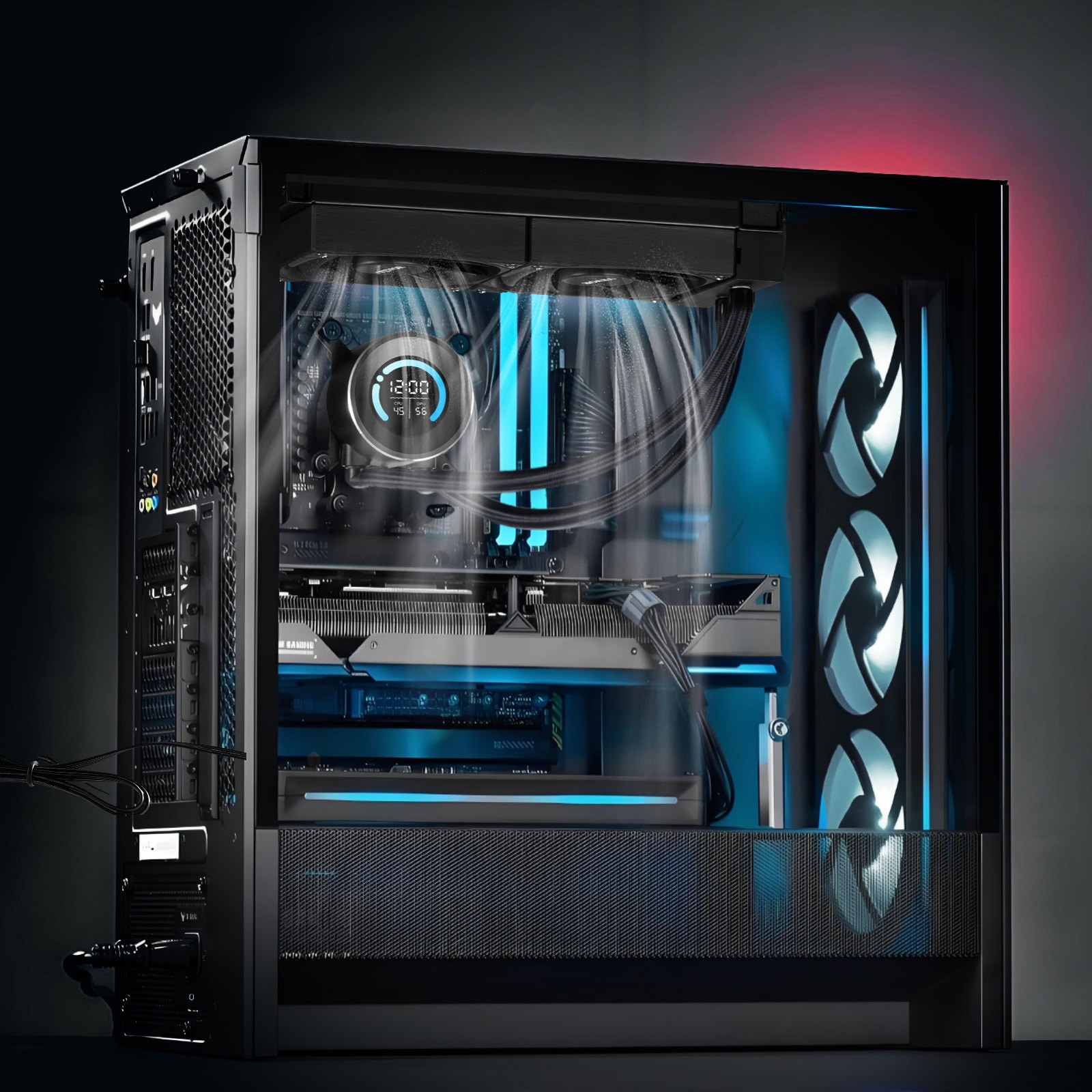 VEVOR CPU Liquid Cooler, AIO CPU Water Cooler - 120mm PWN Fans, Pump, 1.8" Display, Max. 2200RPM CPU Cooling Fan, Efficient Black PC Water Cooler for Intel 115X/1366/2011/1700/1200, AMD AM4/AM5