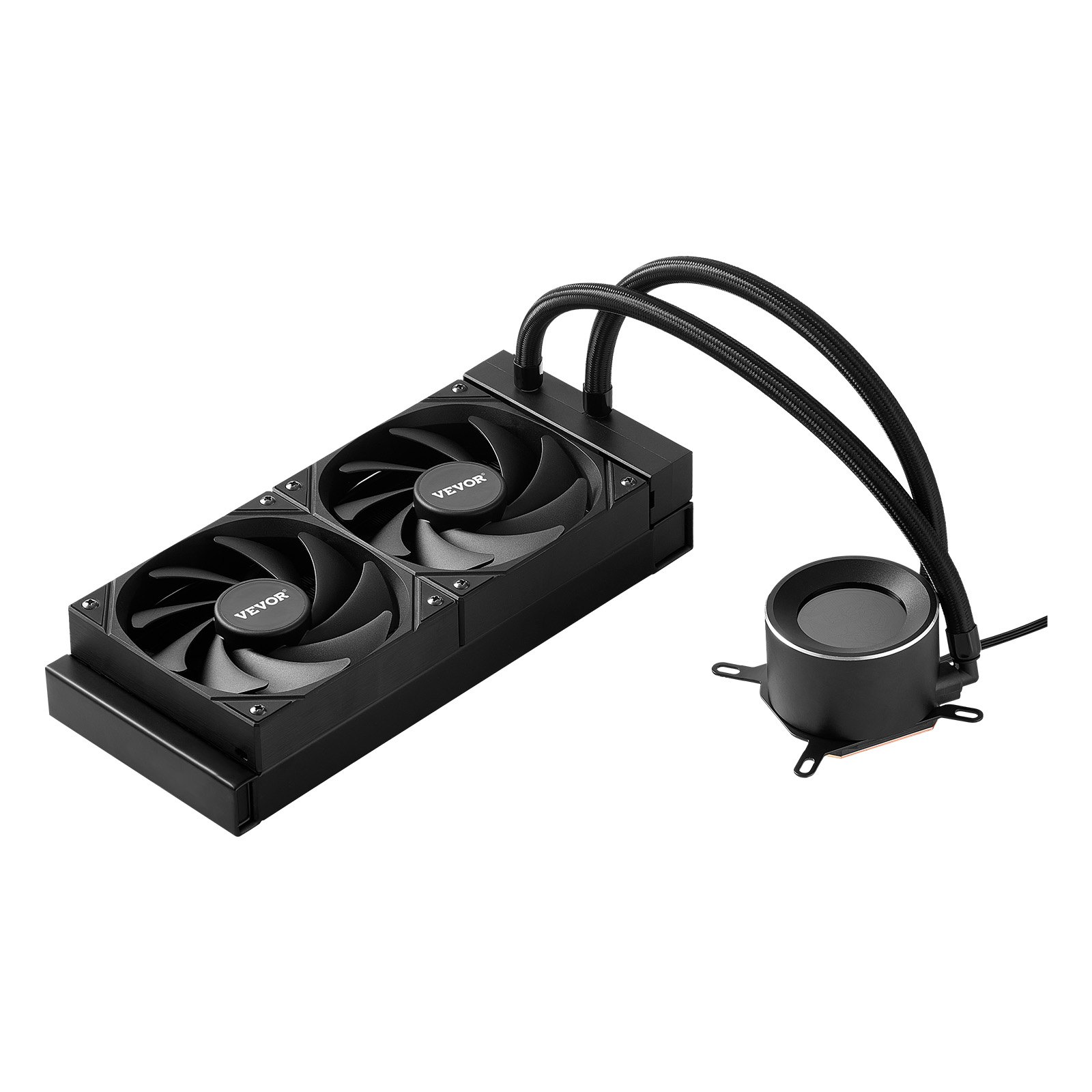 VEVOR CPU Liquid Cooler, AIO CPU Water Cooler - 120mm PWN Fans, Pump, 1.8" Display, Max. 2200RPM CPU Cooling Fan, Efficient Black PC Water Cooler for Intel 115X/1366/2011/1700/1200, AMD AM4/AM5