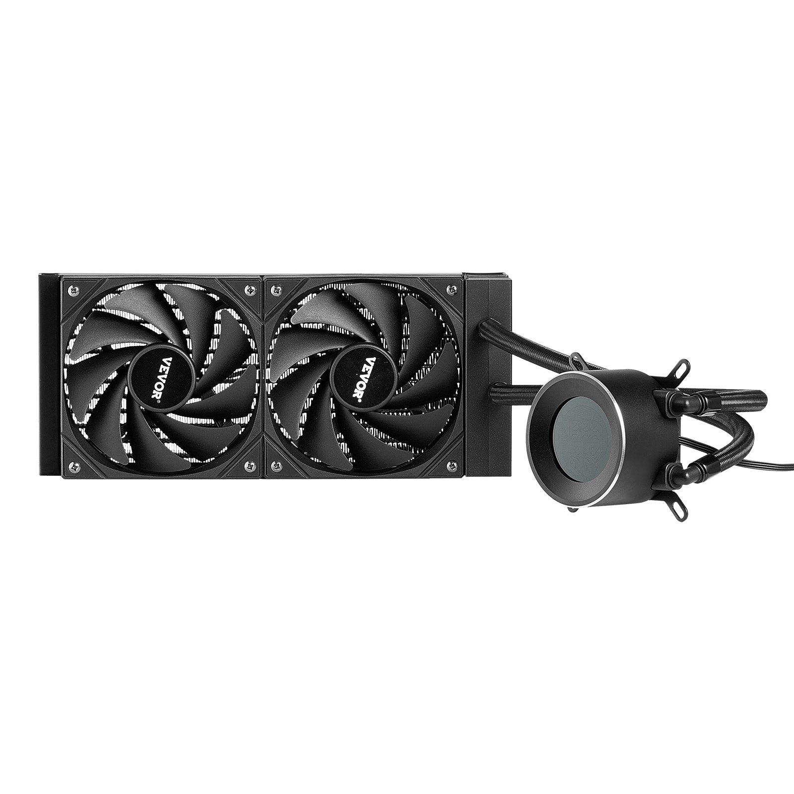 VEVOR CPU Liquid Cooler, AIO CPU Water Cooler - 120mm PWN Fans, Pump, 1.8" Display, Max. 2200RPM CPU Cooling Fan, Efficient Black PC Water Cooler for Intel 115X/1366/2011/1700/1200, AMD AM4/AM5