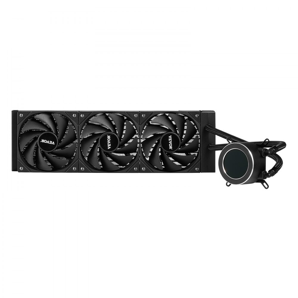 VEVOR CPU Liquid Cooler, AIO CPU Water Cooler - 3 x 120mm PWN Fans, Pump & 2.1" LCD Display, Max 2200PRM Black CPU Cooling Fan, Compatible for Intel 115X/1366/2011/1700/1200, AMD AM4/AM5