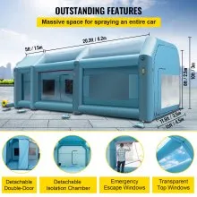 VEVOR Portable Inflatable Paint Booth, 26x15x10ft Inflatable Spray Booth, Car Paint Tent w/Air Filter System & 2 Blowers, Upgraded Blow Up Spray Booth Tent, Auto Paint Workstation, Car Parking Garage