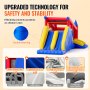 VEVOR Inflatable Bounce House, Outdoor High Quality Playhouse Trampoline, Jumping Bouncer with Blower, Slide, and Storage Bag, Family Backyard Bouncy Castle, for Kid Ages 3–8 Years, 4.6x2.6x2.3m