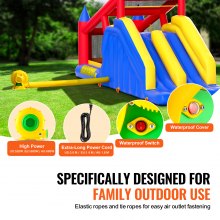 VEVOR Inflatable Bounce House, Outdoor High Quality Playhouse Trampoline, Jumping Bouncer with Blower, Slide, and Storage Bag, Family Backyard Bouncy Castle, for Kid Ages 3–8 Years, 4.6x2.6x2.3m