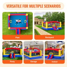 VEVOR Inflatable Bounce House, Outdoor High Quality Playhouse Trampoline, Jumping Bouncer with Blower, Slide, and Storage Bag, Family Backyard Bouncy Castle, for Kid Ages 3–10 Years, 4.5x4.4x2m