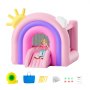 VEVOR Inflatable Bounce House, Indoor Outdoor Playhouse Trampoline, Kid Jumping Bouncer with Blower, Slide, Storage Bag, Family Backyard Bouncy Castle, for Girls Boys Ages 3–8 Years, 110x91x91 inch