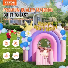 VEVOR Inflatable Bounce House, Indoor Outdoor Playhouse Trampoline, Kid Jumping Bouncer with Blower, Slide, Storage Bag, Family Backyard Bouncy Castle, for Girls Boys Ages 3–8 Years, 110x91x91 inch