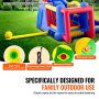 VEVOR bounce house for family outdoor use with high-power blower, waterproof switch, and extra-long power cord.