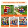 Casa inflable VEVOR para parques, patios, fiestas, garajes y uso en interiores, que muestra áreas de juego vibrantes.