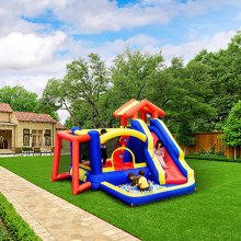 VEVOR Inflatable Bounce House, Outdoor High Quality Playhouse Trampoline, Jumping Bouncer with Blower, Slide, and Storage Bag, Family Backyard Bouncy Castle, for Kid Ages 3–8 Years, 3.3x3x2.3m