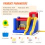 VEVOR Inflatable Bounce House, Outdoor High Quality Playhouse Trampoline, Jumping Bouncer with Blower, Slide, and Storage Bag, Family Backyard Bouncy Castle, for Kid Ages 3–8 Years, 3.4x2.6x2.3m