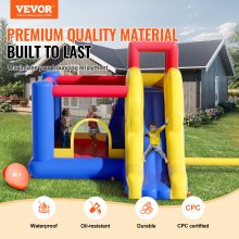VEVOR Inflatable Bounce House, Outdoor High Quality Playhouse Trampoline, Jumping Bouncer with Blower, Slide, and Storage Bag, Family Backyard Bouncy Castle, for Kid Ages 3–8 Years, 3.4x2.6x2.3m