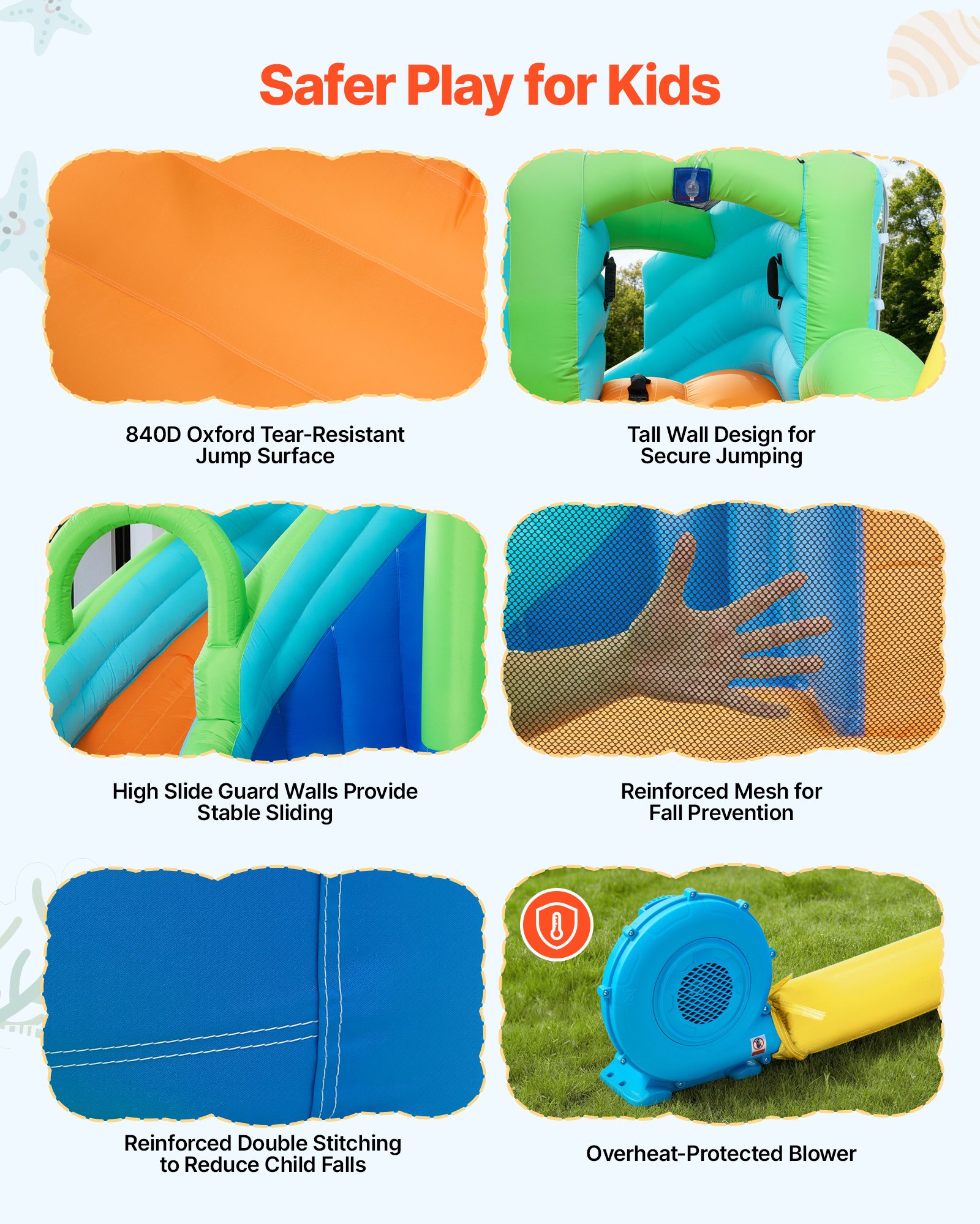VEVOR Inflatable Bounce House, 11.3 x 12.3 x 7.0 ft Inflatable Bounce House Water Slide, Bouncer Castle with Castle Bounces, Basketball Hoop, Splash Pool & Water Ring Toss, for 3 to 4 Kids Ages 3 to 8