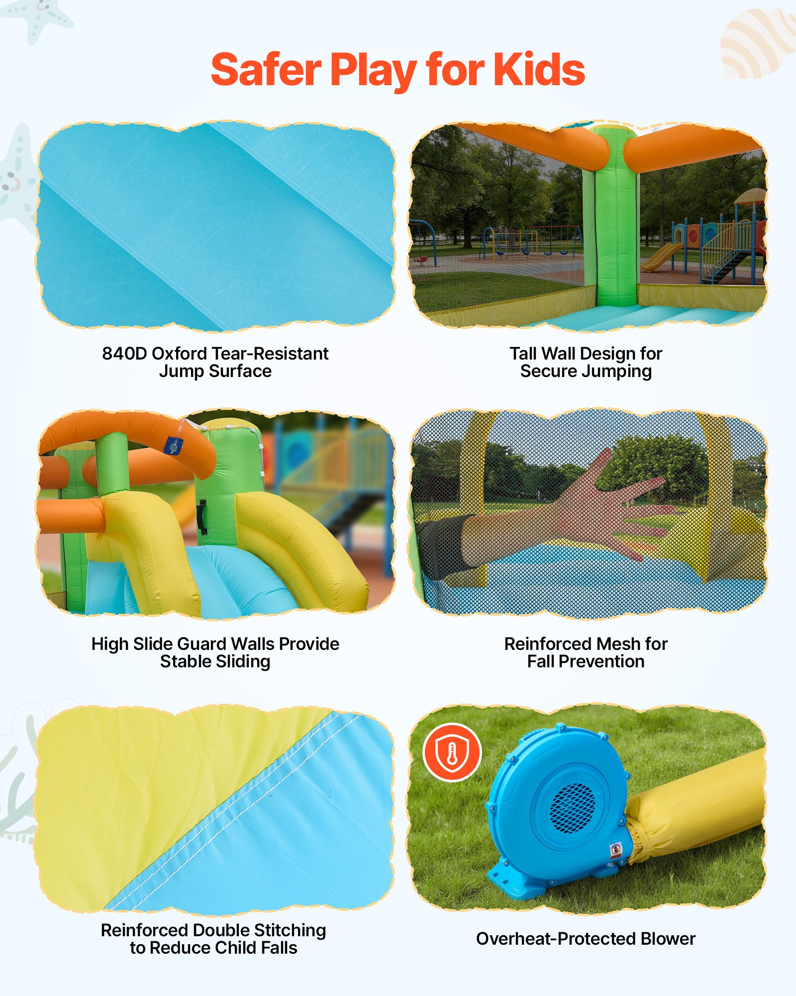 VEVOR Inflatable Bounce House, 3.82 x 3.98 x 1.97 m Inflatable Bounce House Water Slide, Bouncer Castle with Castle Bounces, Basketball Hoop, Splash Pool & Water Ring Toss, for 3 to 4 Kids Ages 3 to 8