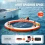 VEVOR Inflatable Floating Dock, ø10FT Inflatable Dock Platform with ø8FT Trampoline Mesh Pool, Non-Slip Floating Platform Water Mat with Portable Bag & Detachable Ladder for Pool Beach Relaxation