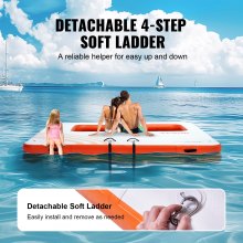 VEVOR Muelle flotante inflable, plataforma de muelle inflable de 10 x 10 pies con piscina de malla de trampolín de 4 x 7 pies, plataforma flotante antideslizante con bolsa portátil y escalera desmontable para relajación en la playa