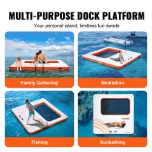 VEVOR Inflatable Floating Dock, 10x10FT Inflatable Dock Platform with 4*7FT Trampoline Mesh Pool, Non-Slip Floating Platform Water Mat with Portable Bag & Detachable Ladder for Pool Beach Relaxation