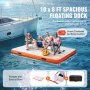 VEVOR Inflatable Floating Dock, 10 x 8FT Inflatable Dock Platform, Non-Slip Water Floating Dock Mat with Detachable Ladder & Portable Carrying Bag, Floating Platform Island Raft for Ocean Pool Beach