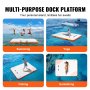 VEVOR inflatable floating dock: swimming, yoga, fishing, and sunbathing on a multi-purpose dock platform.