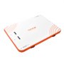 VEVOR inflatable floating dock with orange border and white top featuring handles and VEVOR logo.