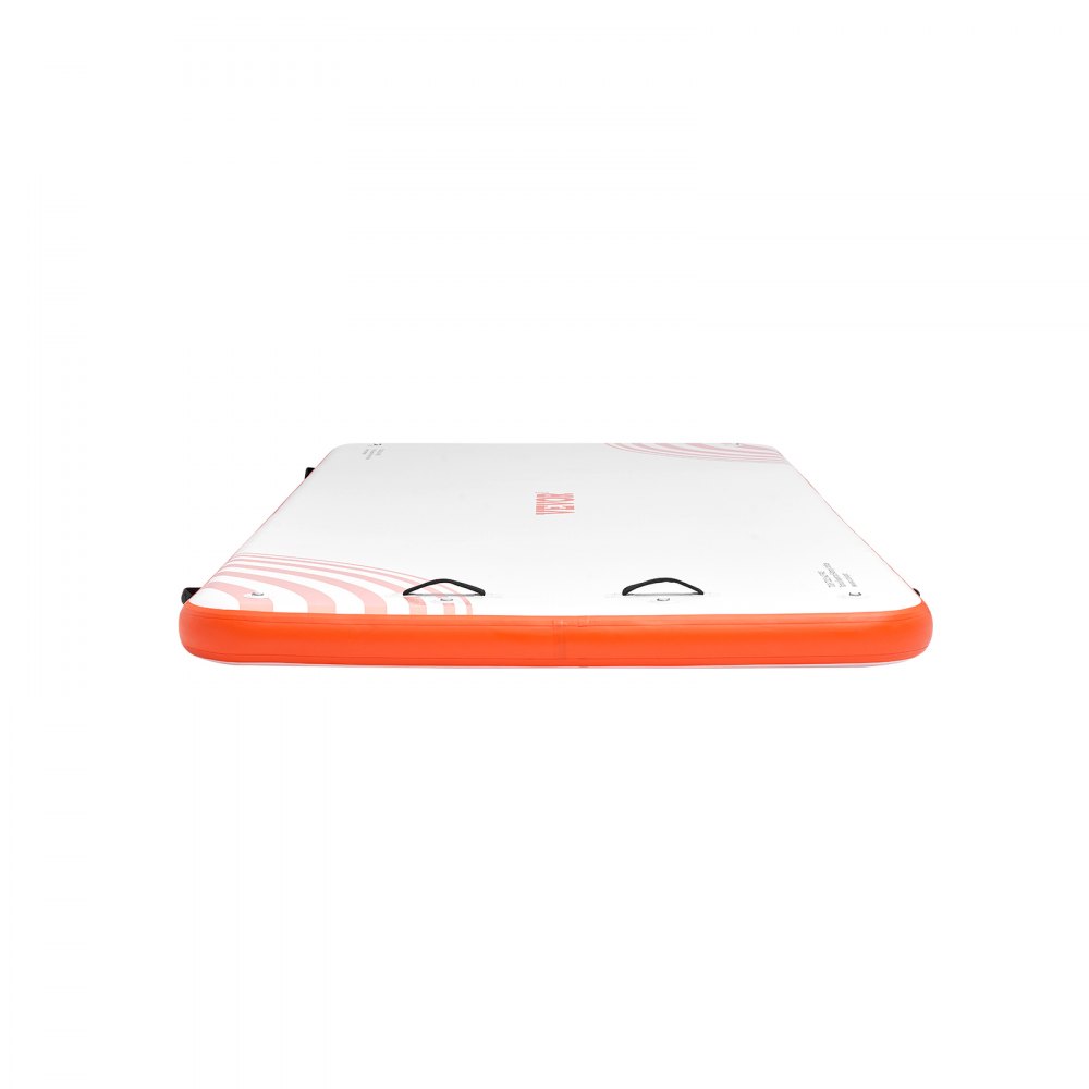 VEVOR inflatable floating dock with orange edges and handles on a white background.