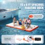 VEVOR Inflatable Floating Dock, 15 x 6FT Inflatable Dock Platform, Non-Slip Water Floating Dock Mat with Detachable Ladder & Portable Carrying Bag, Floating Platform Island Raft for Ocean Pool Beach