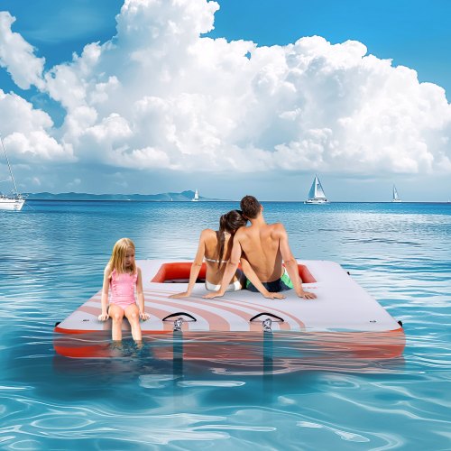 8FT X 6FT Inflatable Floating Dock With Non-Slip EVA Surface - Water Platform For Pool, Lake & Ocean