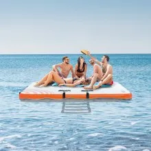 VEVOR Inflatable Floating Dock, 6 x 5FT Inflatable Dock Platform, Non-Slip Water Floating Dock Mat with Portable Carrying Bag & Detachable Ladder, Floating Platform Island Raft for Pool Beach Ocean