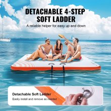 VEVOR Inflatable Floating Dock,7 x 7FT Inflatable Dock Platform, Non-Slip Water Floating Dock Mat with Portable Carrying Bag & Detachable Ladder, Floating Platform Island Raft for Pool Beach Ocean