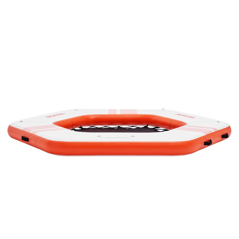 VEVOR Inflatable Floating Dock, ø8.5FT Inflatable Dock Platform with ø5FT Trampoline Mesh Pool, Non-Slip Floating Platform Water Mat with Portable Bag & Detachable Ladder for Pool Beach Relaxation