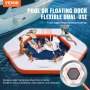 VEVOR Inflatable Floating Dock, ø8.5FT Inflatable Dock Platform with ø5FT Trampoline Mesh Pool, Non-Slip Floating Platform Water Mat with Portable Bag & Detachable Ladder for Pool Beach Relaxation