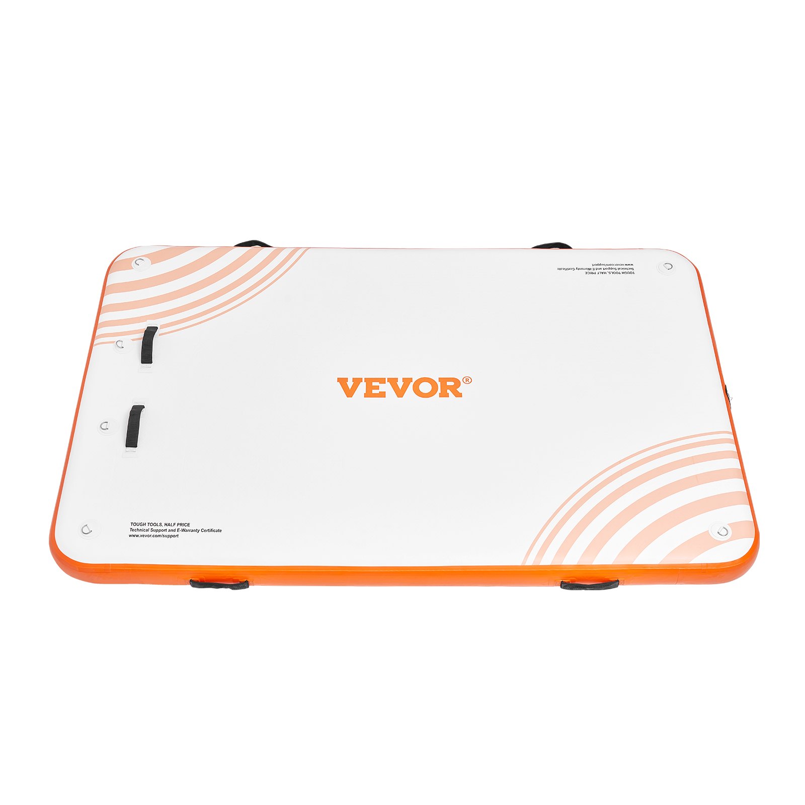 VEVOR inflatable floating dock with orange trim and anchor points, perfect for water activities.