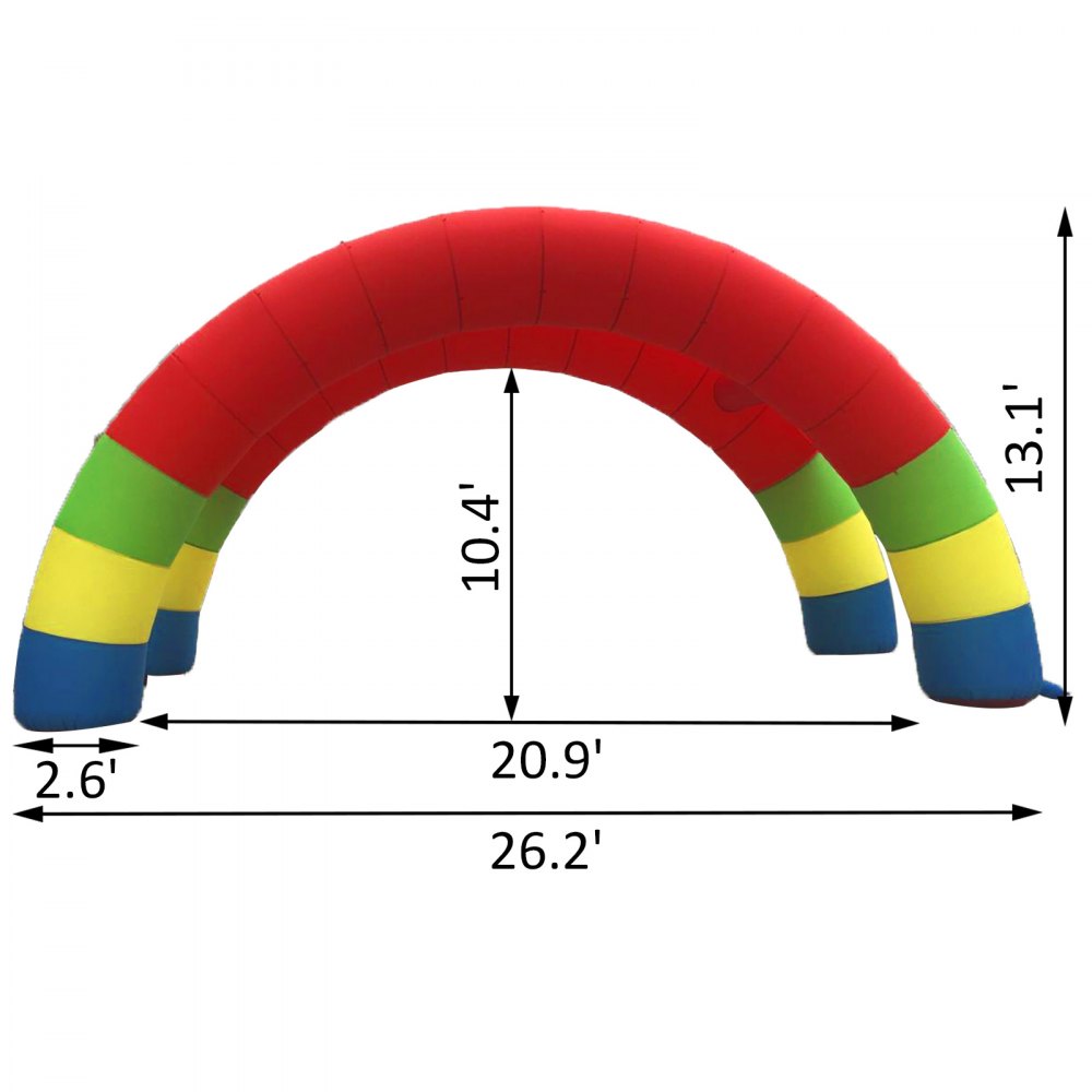 VEVOR Twin Arches, 26ft X 13ft Inflatable Rainbow Arch, with 370W Blower, for Advertising Birthday Party Decoration Arch