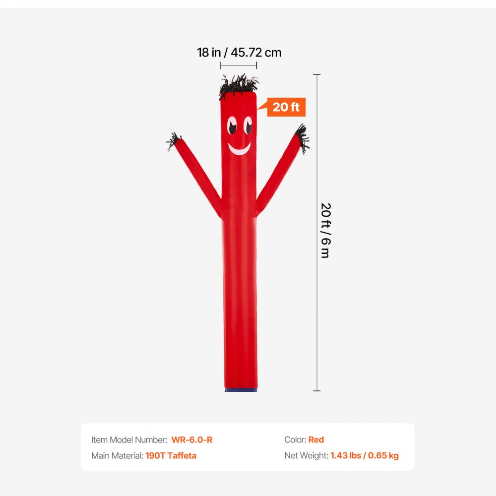 VEVOR - Figura inflable de tubo de 6 metros de alto, con movimiento ondulante, títere volador, brazo agitado, 45 cm, ideal para publicidad exterior, negocios y tiendas (soplador no incluido).