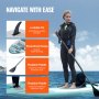 VEVOR Inflatable Stand Up Paddle Board, 3048×838×152 mm SUP Paddleboard with Removable Kayak Seat, Board Accessories, Pump, Paddle, Fin, Backpack, Ankle Leash, and Repair Kit, for Youth & Adults
