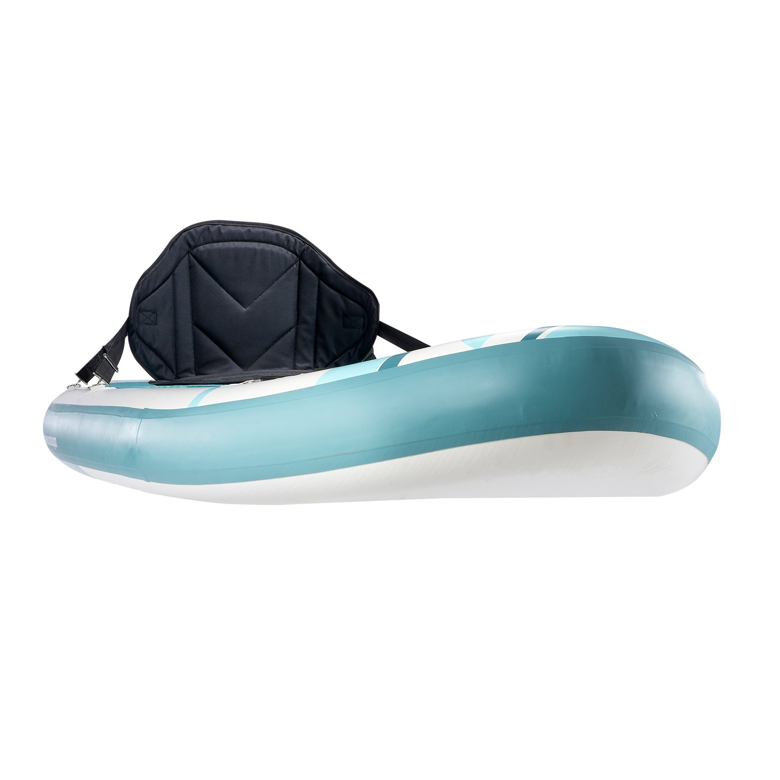VEVOR inflatable paddle board with attached black seat on white background.