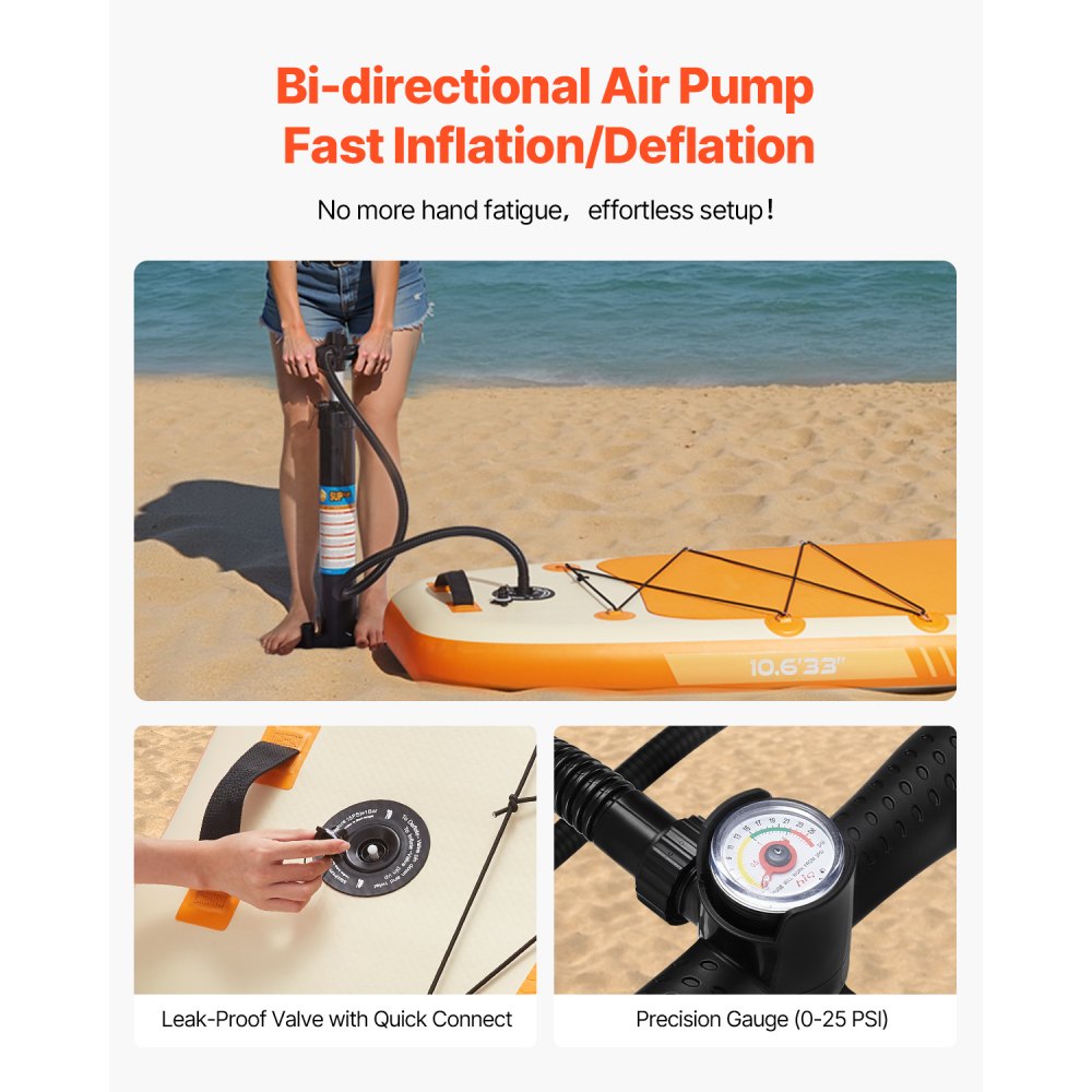 VEVOR Inflatable Stand Up Paddle Board, 3.23m x 84cm x 15cm Wide Ultra-Light SUP Paddleboard, All Accessories Included, Pump, Paddle, Fin, Backpack, Ankle Leash, Strap, Non-slip Deck for Youth, Adults