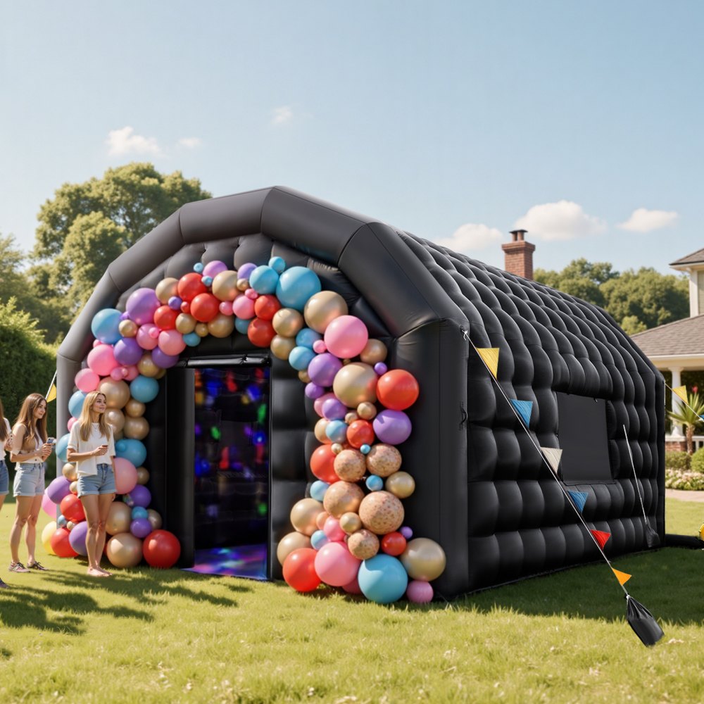 VEVOR Inflatable Nightclub, 5 x 4 x 3.8 m Inflatable Party Tent with 680W Blower & Sandbag, Ventilated Blow up Night Club with 2 Windows, Air Cube House for Event Birthday Wedding Party