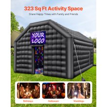 VEVOR Inflatable Nightclub 19.7 x 16.4 x 12 Ft Blow up Party Tent with Lights