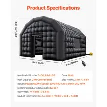 Inflatable Nightclub Tent with Blower 19.7x16.4x12 ft Portable Cube for Party