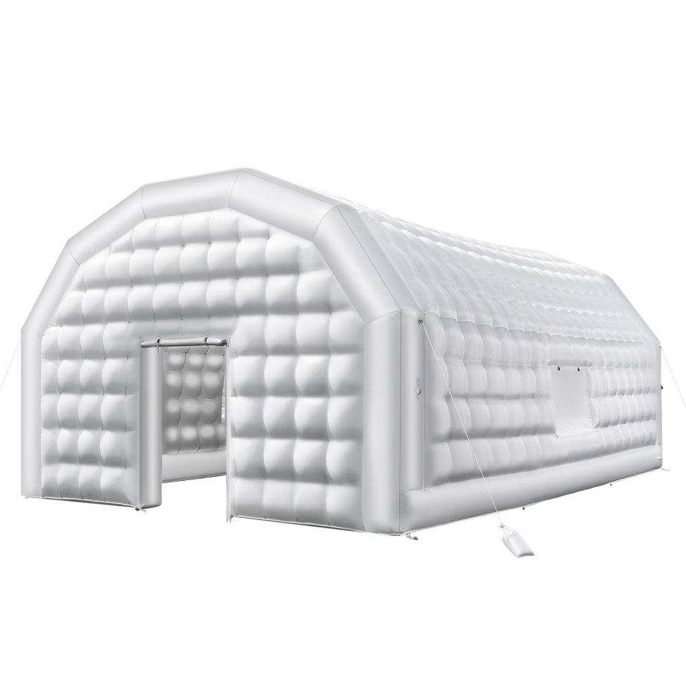 VEVOR Inflatable Nightclub, 26.2 x 19.7 x 13.1 ft Inflatable Party Tent with 1100W Blower & Sandbag, Blow up Night Club with 2 Windows, Air Cube House for Event Birthday Wedding Party, White