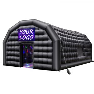 VEVOR Inflatable Nightclub, 26.2 x 19.7 x 13.1 ft Inflatable Party Tent with 1100W Blower & Sandbag, Ventilated Blow up Night Club with 2 Windows, Air Cube House for Event Birthday Wedding Party | VEVOR US