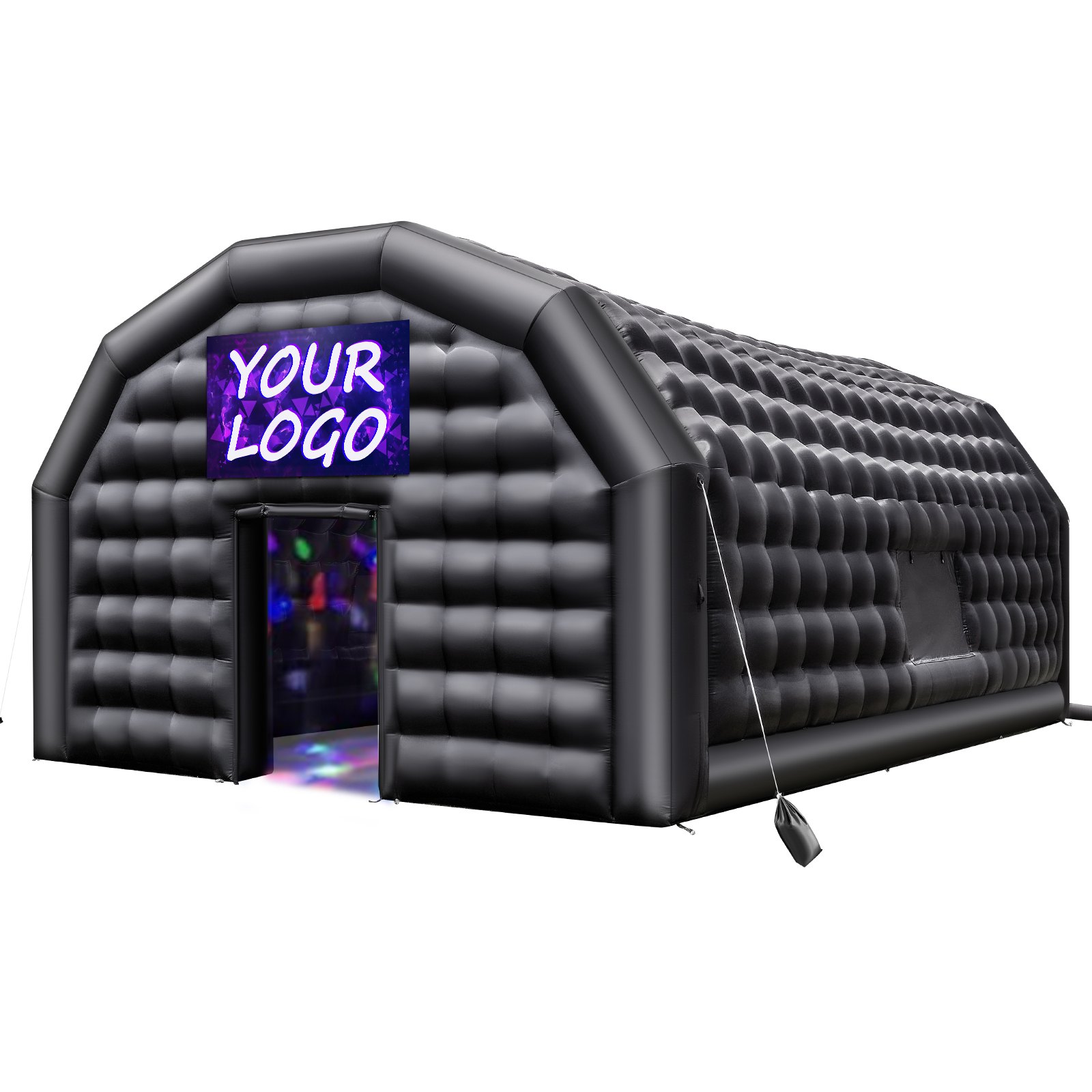 VEVOR Inflatable Nightclub, 9 x 6 x 4 m Inflatable Party Tent with 1100W Blower & Sandbag, Ventilated Blow up Night Club with 2 Windows, Air Cube House for Event Birthday Wedding Party