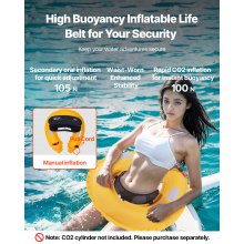 Manual Inflatable Belt Pack for Adults PFD Black CO2 Cylinder Not Included