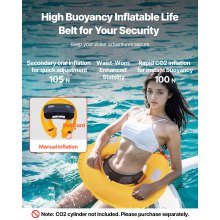 Manual Inflatable Belt Pack for Adults PFD Gray CO2 Cylinder Not Included