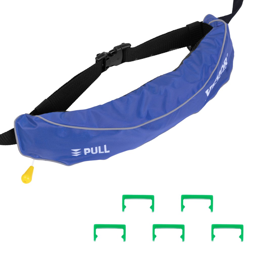 VEVOR - Riñonera inflable manual para adultos, flotabilidad de 105 N, ajustable hasta 59 pulgadas de cintura y más de 36 kg, ideal para SUP, paddleboarding y kayak, color azul (no incluye cilindro de CO2)