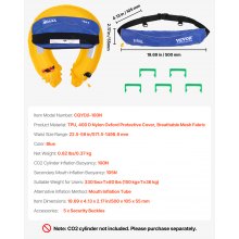 Manual Inflatable Belt Pack for Adults PFD Blue CO2 Cylinder Not Included