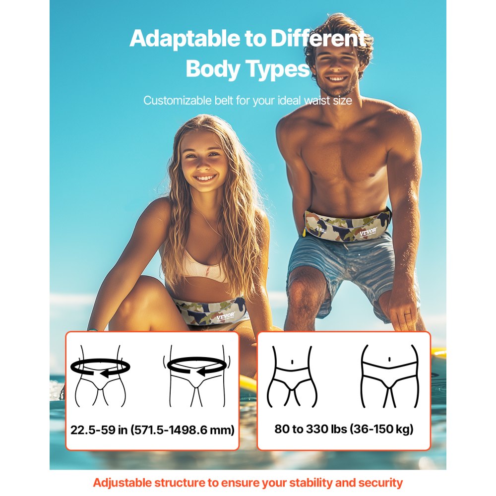 VEVOR Manual Inflatable Belt Pack for Adults, 105N Buoyancy, Over 80 Pounds and Up to 59 in Waist Adjustable, Inflatable PFD Waist for SUP Paddelboarding, Kayaking, Green (CO2 Cylinder Not Included)