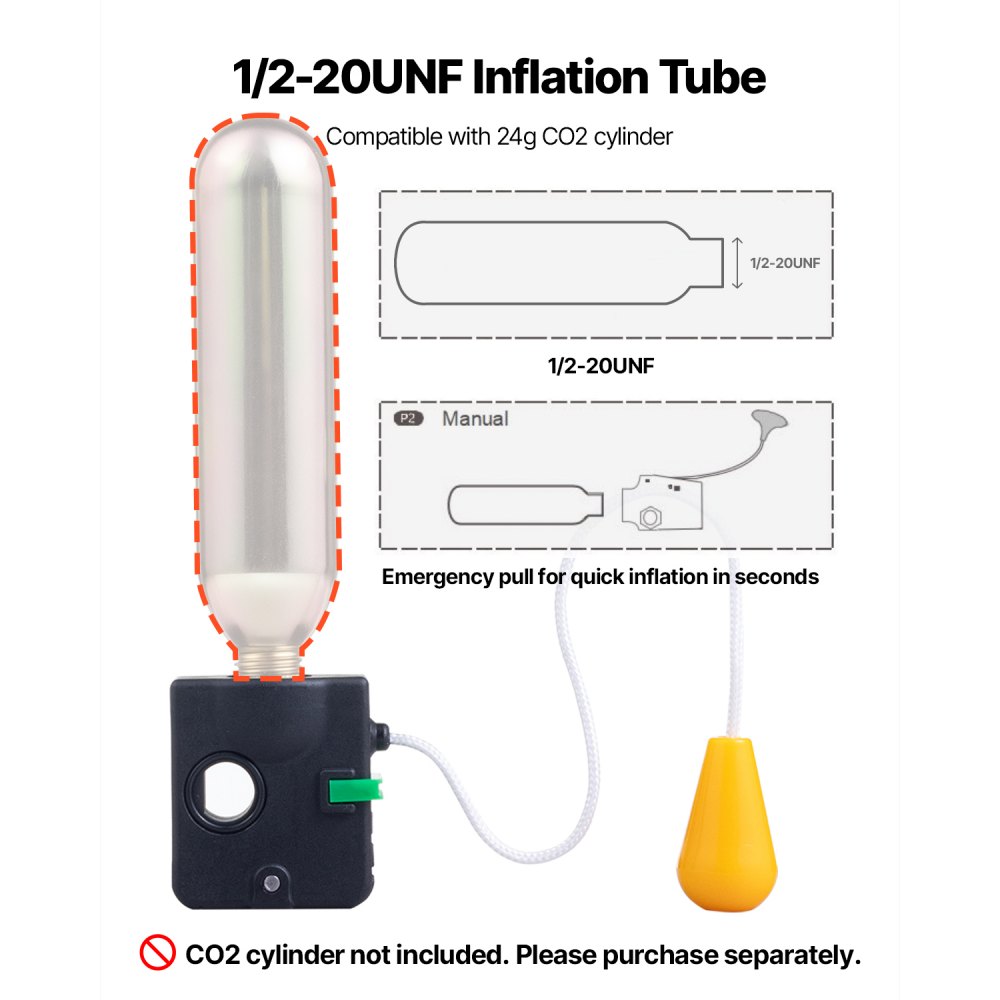 VEVOR Manual Inflatable Belt Pack for Adults, 105N Buoyancy, Over 80 Pounds and Up to 59 in Waist Adjustable, Inflatable PFD Waist for SUP Paddelboarding, Kayaking, Green (CO2 Cylinder Not Included)